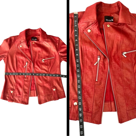NWOT | Women’s✨Insight New York✨Liquid Cherry Metallic Moto Jacket - Picture 15 of 16
